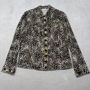 Laura Ashley Leopard Top Jacket S Statement Animal Print Statement Bold Comfy